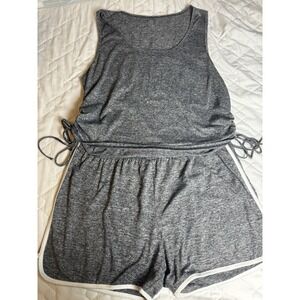 Ready To Go Lounge Set 3X Gray Tank Top & Shorts Women's Plus Size Activewear